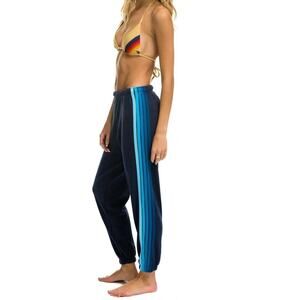 Aviator Nation 5 Stripe Jogger Sweatpants Navy Blue XS